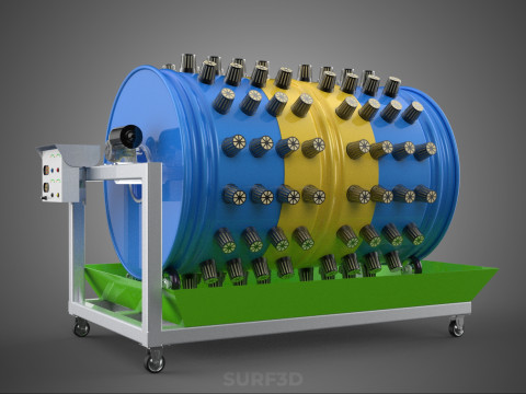 STEEL DRUM 55 GALLON POT GARDEN ROTARY HYDROPONIC PLANT FARM IOT 3D Model