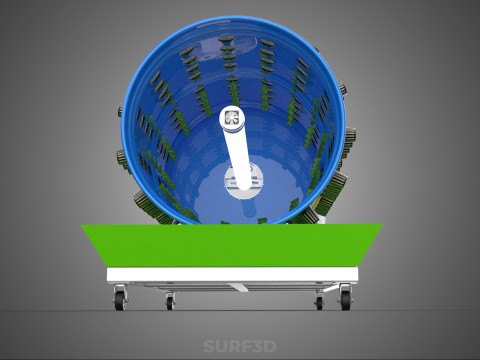 STEEL DRUM 55 GALLON POT GARDEN ROTARY HYDROPONIC PLANT FARM IOT 3D Model
