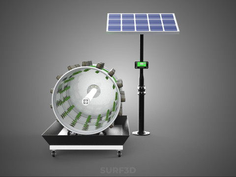 SOLAR POWERED IOT ROTARY HYDROPONIC GARDEN POT PLANT FARM SYSTEM 3D Model