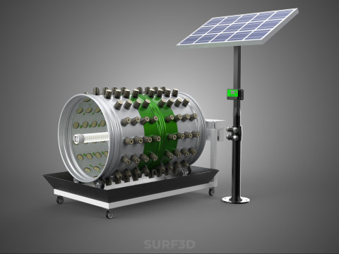 SOLAR POWERED IOT ROTARY HYDROPONIC GARDEN POT PLANT FARM SYSTEM 3D Model