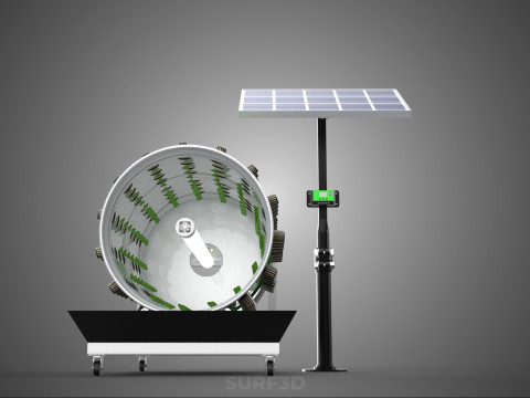 SOLAR POWERED IOT ROTARY HYDROPONIC GARDEN POT PLANT FARM SYSTEM 3D Model