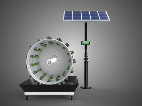 SOLAR POWERED IOT ROTARY HYDROPONIC GARDEN POT PLANT FARM SYSTEM 3D Model