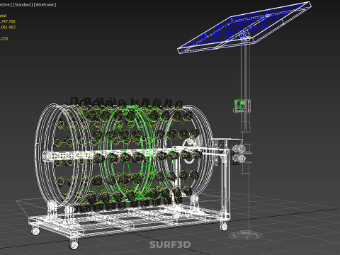 SOLAR POWERED IOT ROTARY HYDROPONIC GARDEN POT PLANT FARM SYSTEM 3D Model
