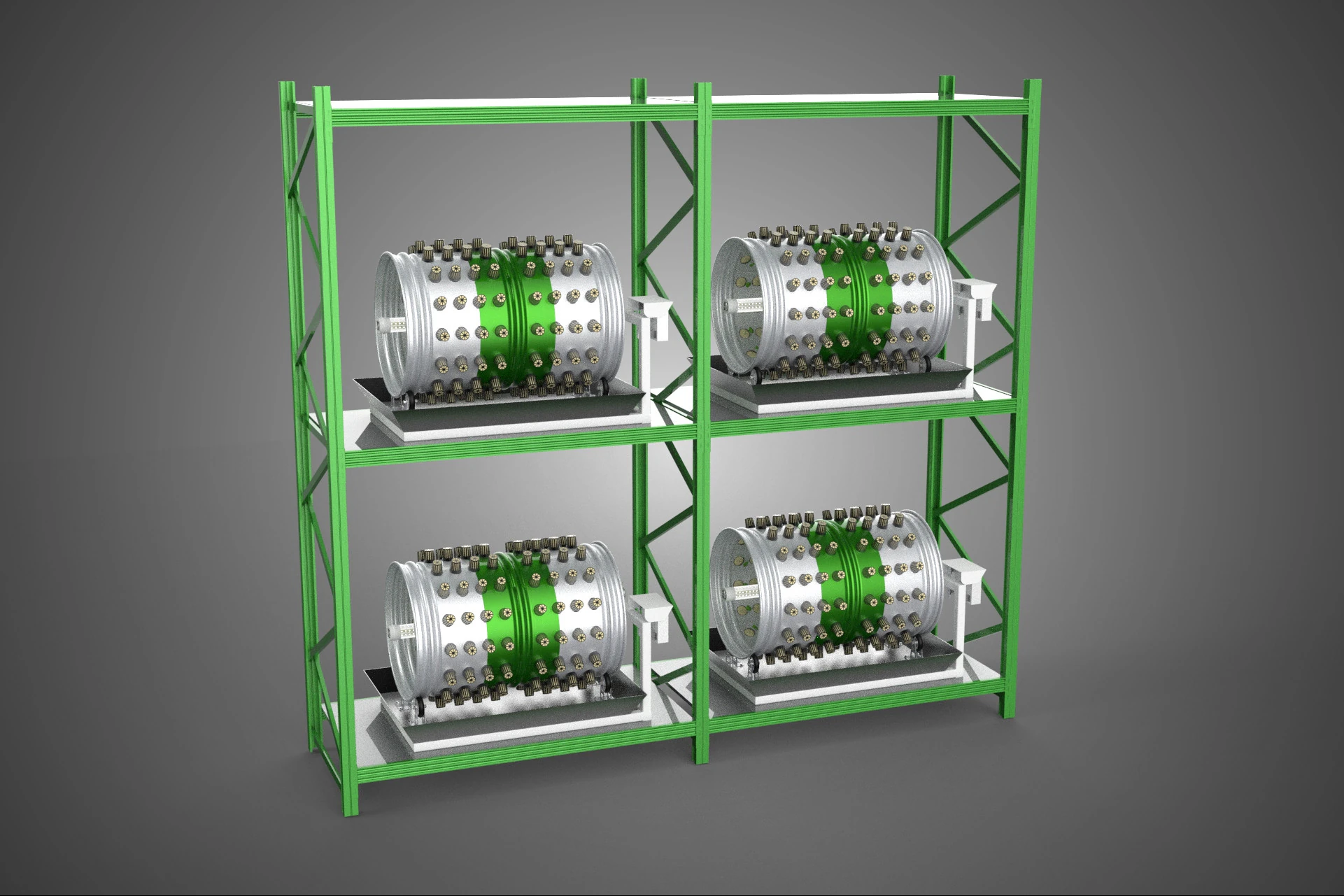 DRUM TRAY ARRAY SHELF RACK ROTARY HYDROPONIC PLANT GARDEN INDOOR 3D Model .c4d .max .obj .3ds .fbx .stl .blend 