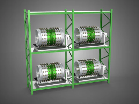 DRUM TRAY ARRAY SHELF RACK ROTARY HYDROPONIC PLANT GARDEN INDOOR 3D Model