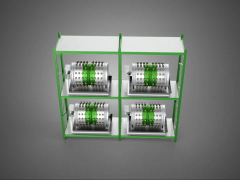 DRUM TRAY ARRAY SHELF RACK ROTARY HYDROPONIC PLANT GARDEN INDOOR 3D Model