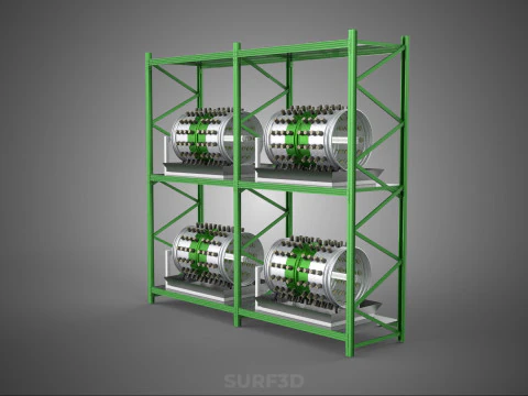 DRUM TRAY ARRAY SHELF RACK ROTARY HYDROPONIC PLANT GARDEN INDOOR 3D Model