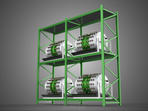 DRUM TRAY ARRAY SHELF RACK ROTARY HYDROPONIC PLANT GARDEN INDOOR Model 3D