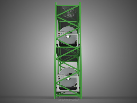 DRUM TRAY ARRAY SHELF RACK ROTARY HYDROPONIC PLANT GARDEN INDOOR Model 3D