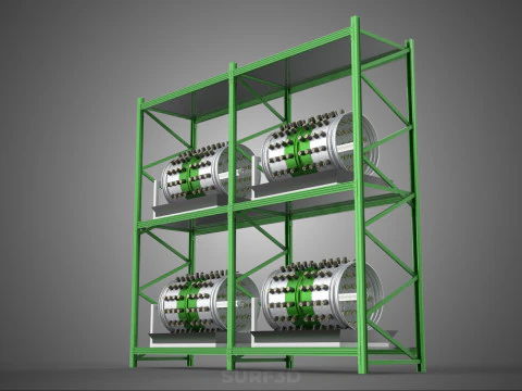 DRUM TRAY ARRAY SHELF RACK ROTARY HYDROPONIC PLANT GARDEN INDOOR 3D Model