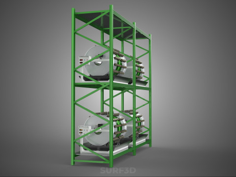 DRUM TRAY ARRAY SHELF RACK ROTARY HYDROPONIC PLANT GARDEN INDOOR Model 3D