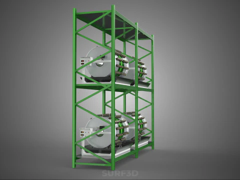 DRUM TRAY ARRAY SHELF RACK ROTARY HYDROPONIC PLANT GARDEN INDOOR 3D Model