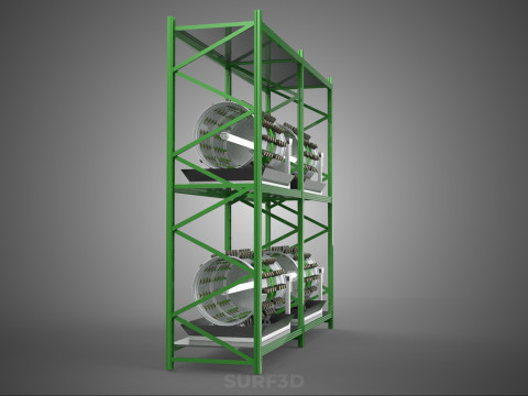 DRUM TRAY ARRAY SHELF RACK ROTARY HYDROPONIC PLANT GARDEN INDOOR Model 3D