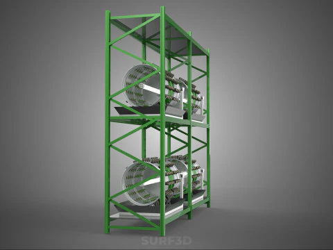 DRUM TRAY ARRAY SHELF RACK ROTARY HYDROPONIC PLANT GARDEN INDOOR 3D Model