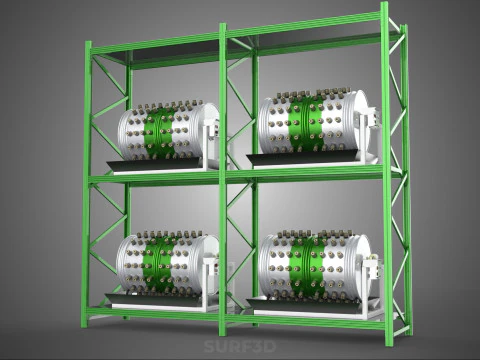 DRUM TRAY ARRAY SHELF RACK ROTARY HYDROPONIC PLANT GARDEN INDOOR 3D Model