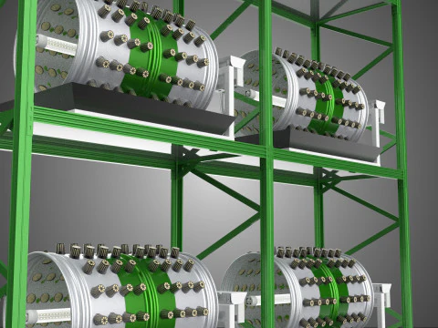 DRUM TRAY ARRAY SHELF RACK ROTARY HYDROPONIC PLANT GARDEN INDOOR 3D Model