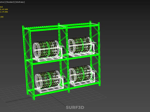 DRUM TRAY ARRAY SHELF RACK ROTARY HYDROPONIC PLANT GARDEN INDOOR 3D Model