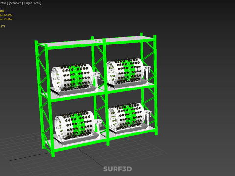 DRUM TRAY ARRAY SHELF RACK ROTARY HYDROPONIC PLANT GARDEN INDOOR Model 3D