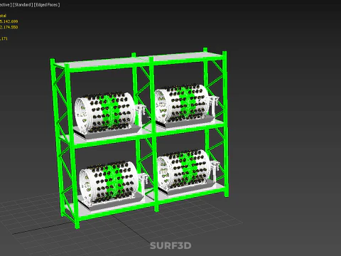 DRUM TRAY ARRAY SHELF RACK ROTARY HYDROPONIC PLANT GARDEN INDOOR 3D Model