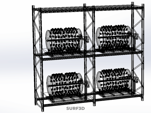 DRUM TRAY ARRAY SHELF RACK ROTARY HYDROPONIC PLANT GARDEN INDOOR Model 3D