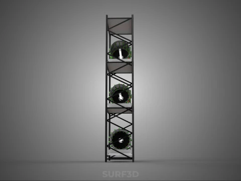 STACKED VERTICAL GARDEN TOWER FRAME ROTARY HYDROPONIC PLANT FARM 3D Model