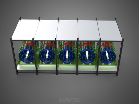 CELL RACK FRAME ROW SHELF TRAY DRUM ROTARY HYDROPONIC PLANT FARM 3Dモデル