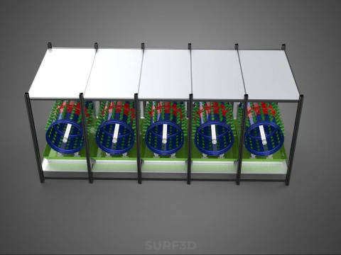 CELL RACK FRAME ROW SHELF TRAY DRUM ROTARY HYDROPONIC PLANT FARM 3D Model