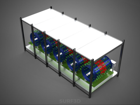CELL RACK FRAME ROW SHELF TRAY DRUM ROTARY HYDROPONIC PLANT FARM 3Dモデル