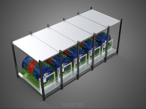 CELL RACK FRAME ROW SHELF TRAY DRUM ROTARY HYDROPONIC PLANT FARM 3Dモデル