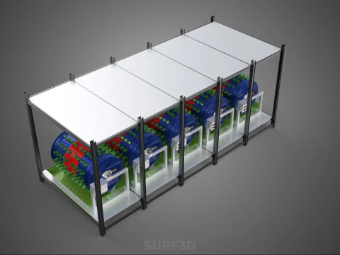 CELL RACK FRAME ROW SHELF TRAY DRUM ROTARY HYDROPONIC PLANT FARM 3D Model