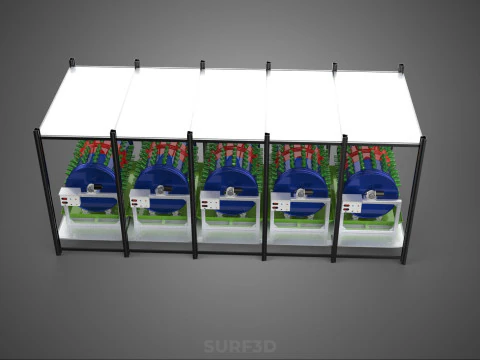 CELL RACK FRAME ROW SHELF TRAY DRUM ROTARY HYDROPONIC PLANT FARM 3D Model