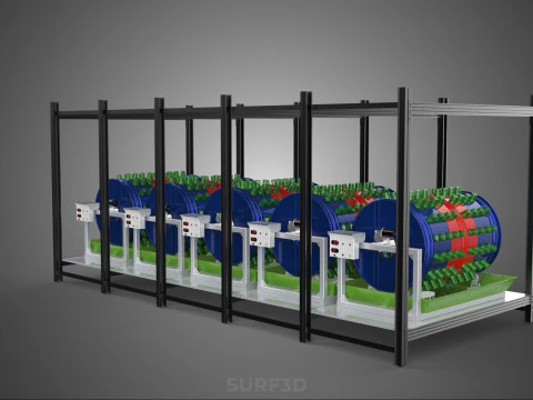 CELL RACK FRAME ROW SHELF TRAY DRUM ROTARY HYDROPONIC PLANT FARM 3D Model
