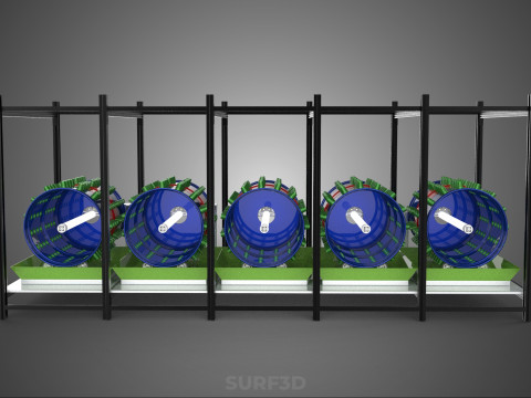 CELL RACK FRAME ROW SHELF TRAY DRUM ROTARY HYDROPONIC PLANT FARM 3Dモデル