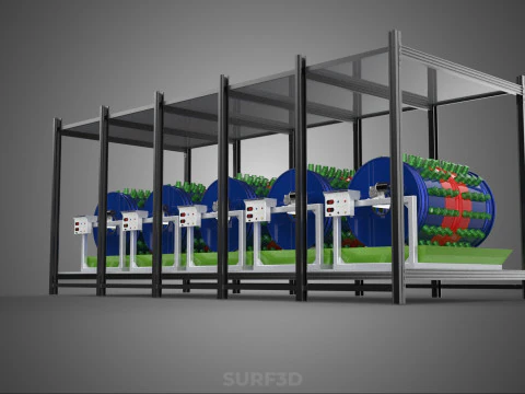 CELL RACK FRAME ROW SHELF TRAY DRUM ROTARY HYDROPONIC PLANT FARM 3D Model