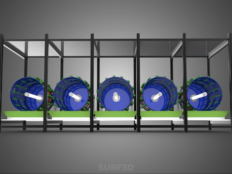 CELL RACK FRAME ROW SHELF TRAY DRUM ROTARY HYDROPONIC PLANT FARM 3Dモデル