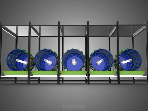 CELL RACK FRAME ROW SHELF TRAY DRUM ROTARY HYDROPONIC PLANT FARM 3D Model