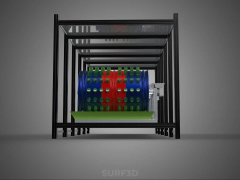 CELL RACK FRAME ROW SHELF TRAY DRUM ROTARY HYDROPONIC PLANT FARM 3D Model