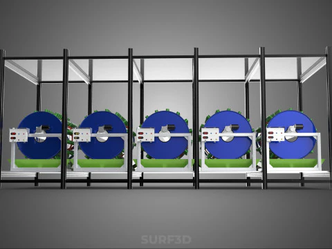 CELL RACK FRAME ROW SHELF TRAY DRUM ROTARY HYDROPONIC PLANT FARM 3D Model