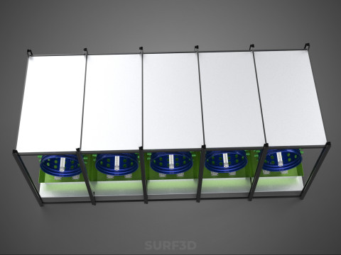 CELL RACK FRAME ROW SHELF TRAY DRUM ROTARY HYDROPONIC PLANT FARM 3Dモデル
