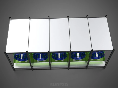CELL RACK FRAME ROW SHELF TRAY DRUM ROTARY HYDROPONIC PLANT FARM 3D Model