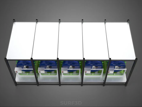 CELL RACK FRAME ROW SHELF TRAY DRUM ROTARY HYDROPONIC PLANT FARM 3D Model