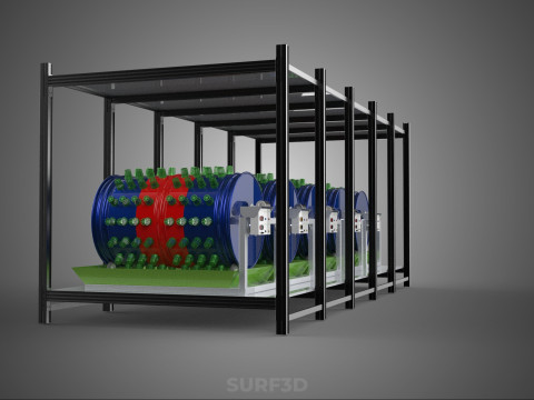 CELL RACK FRAME ROW SHELF TRAY DRUM ROTARY HYDROPONIC PLANT FARM 3Dモデル