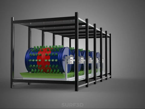 CELL RACK FRAME ROW SHELF TRAY DRUM ROTARY HYDROPONIC PLANT FARM 3D Model