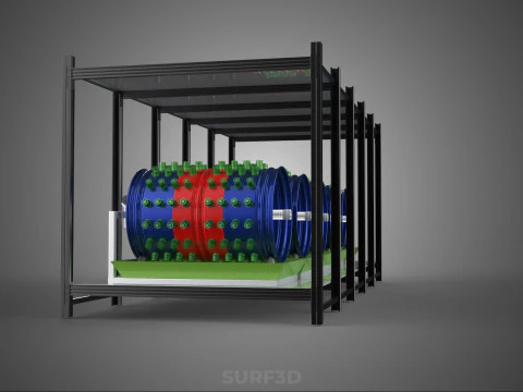 CELL RACK FRAME ROW SHELF TRAY DRUM ROTARY HYDROPONIC PLANT FARM 3D Model