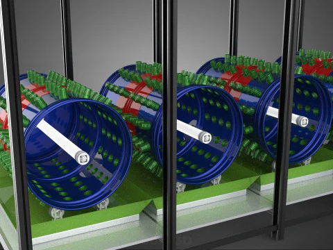 CELL RACK FRAME ROW SHELF TRAY DRUM ROTARY HYDROPONIC PLANT FARM 3D Model