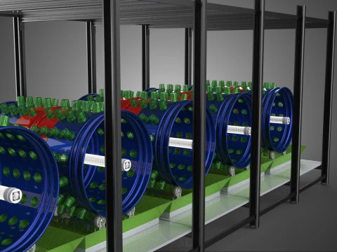 CELL RACK FRAME ROW SHELF TRAY DRUM ROTARY HYDROPONIC PLANT FARM 3D Model