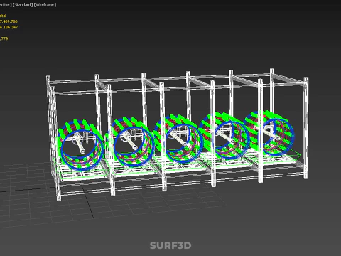 CELL RACK FRAME ROW SHELF TRAY DRUM ROTARY HYDROPONIC PLANT FARM 3D Model