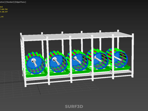 CELL RACK FRAME ROW SHELF TRAY DRUM ROTARY HYDROPONIC PLANT FARM 3Dモデル