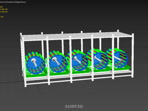 CELL RACK FRAME ROW SHELF TRAY DRUM ROTARY HYDROPONIC PLANT FARM 3D Model