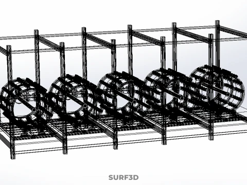 CELL RACK FRAME ROW SHELF TRAY DRUM ROTARY HYDROPONIC PLANT FARM 3D Model